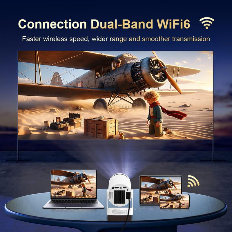Proyector Portátil HY300 PRO 4K – Tu Cine en Casa con WiFi 6 y Bluetooth 5.0