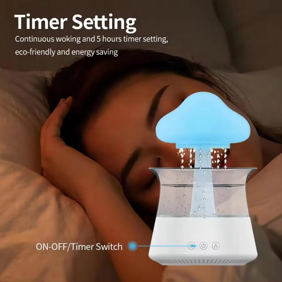 Relax Nube de Lluvia – Humidificador Ultrasónico con Luz Aromática