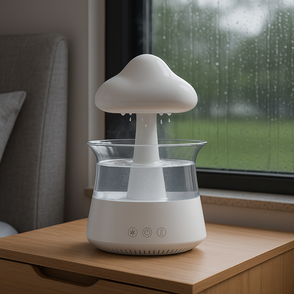 Relax Nube de Lluvia – Humidificador Ultrasónico con Luz Aromática