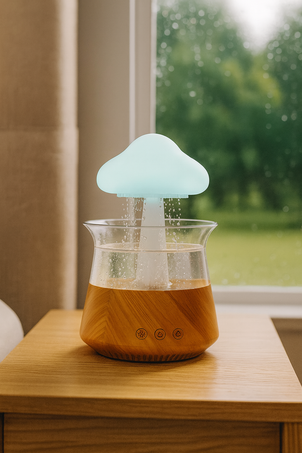 Relax Nube de Lluvia – Humidificador Ultrasónico con Luz Aromática