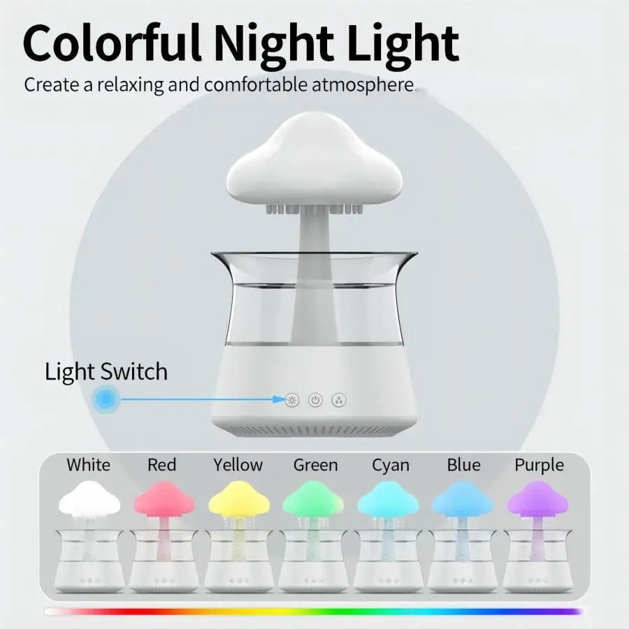 Relax Nube de Lluvia – Humidificador Ultrasónico con Luz Aromática