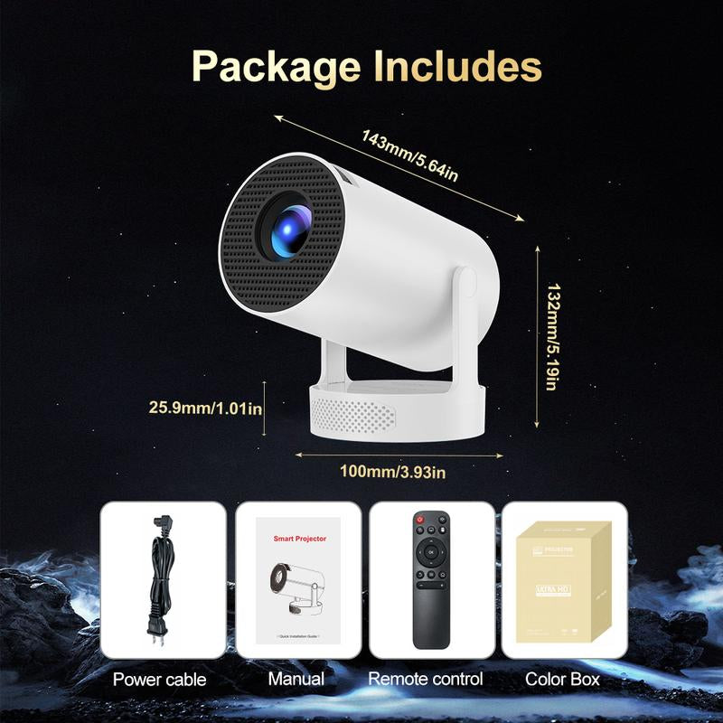 Proyector Portátil HY300 PRO 4K – Tu Cine en Casa con WiFi 6 y Bluetooth 5.0