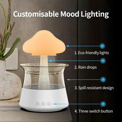 Relax Nube de Lluvia – Humidificador Ultrasónico con Luz Aromática