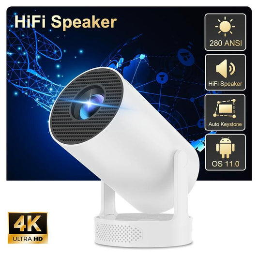 Proyector Portátil HY300 PRO 4K – Tu Cine en Casa con WiFi 6 y Bluetooth 5.0